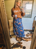 Navy Western Skirt