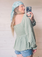Dusty Sage Smocked Top